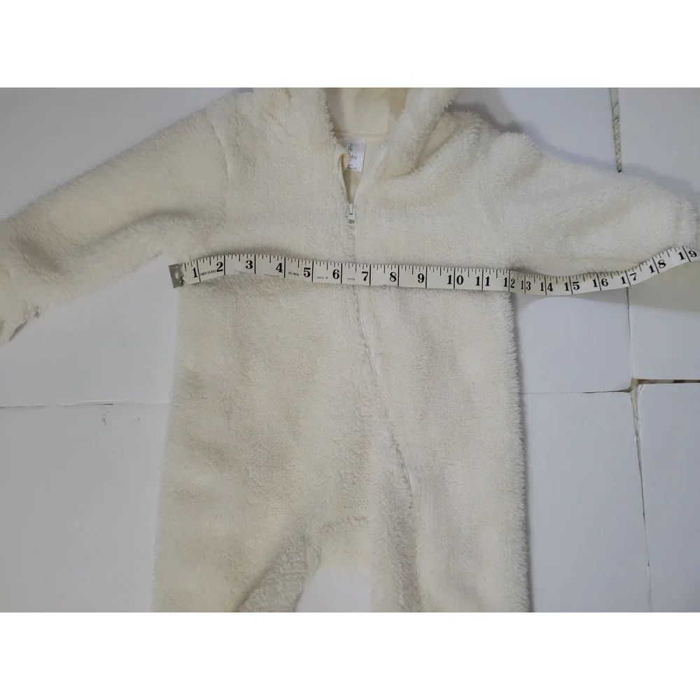 Lullaby Baby 6-9M Ivory Plush Bear Hooded Bunting Snowsuit One Piece